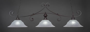 Curl 3 Light Bar Shown In Dark Granite Finish With 16" White Marble Glass 