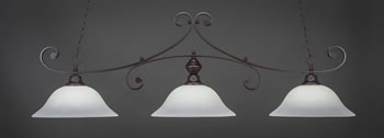 Curl 3 Light Bar Shown In Dark Granite Finish With 16" White Linen Glass
