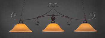 Curl 3 Light Bar Shown In Dark Granite Finish With 16" Cayenne Linen Glass