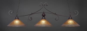 Curl 3 Light Bar Shown In Dark Granite Finish With 16" Amber Crystal Glass