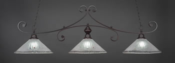 Curl 3 Light Bar Shown In Dark Granite Finish With 16" Frosted Crystal Glass