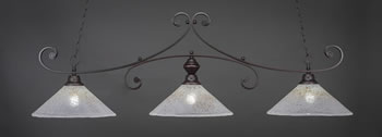 Curl 3 Light Bar Shown In Dark Granite Finish With 16" Gold Ice Glass