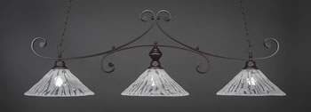 Curl 3 Light Bar Shown In Dark Granite Finish With 16" Italian Ice Glass