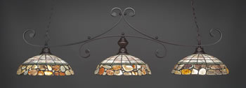 Curl 3 Light Bar Shown In Dark Granite Finish With 16" Cobblestone Art Glass