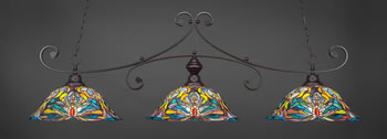 Curl 3 Light Bar Shown In Dark Granite Finish With 19" Kaleidoscope Art Glass