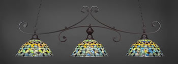 Curl 3 Light Bar Shown In Dark Granite Finish With 16" Crescent Art Glass