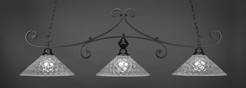 Curl 3 Light Bar Shown In Matte Black Finish With 16" Italian Bubble Glass