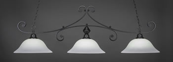Curl 3 Light Bar Shown In Matte Black Finish With 16" White Linen Glass