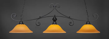 Curl 3 Light Bar Shown In Matte Black Finish With 16" Cayenne Linen Glass