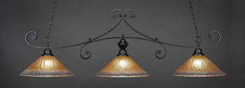 Curl 3 Light Bar Shown In Matte Black Finish With 16" Amber Crystal Glass