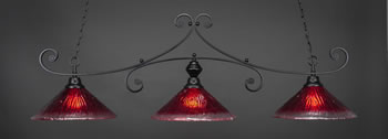 Curl 3 Light Bar Shown In Matte Black Finish With 16" Raspberry Crystal Glass