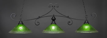 Curl 3 Light Bar Shown In Matte Black Finish With 16" Kiwi Green Crystal Glass