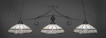 Curl 3 Light Bar Shown In Matte Black Finish With 16" Royal Merlot Art Glass