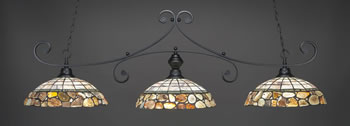 Curl 3 Light Bar Shown In Matte Black Finish With 16" Cobblestone Art Glass