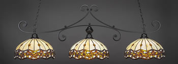Curl 3 Light Bar Shown In Matte Black Finish With 16" Roman Jewel Art Glass