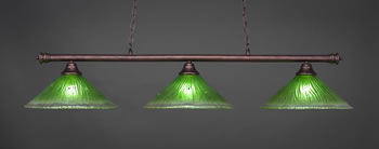 Oxford 3 Light Bar Shown In Bronze Finish With 16" Kiwi Green Crystal Glass