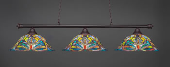 Oxford 3 Light Bar Shown In Dark Granite Finish With 19" Kaleidoscope Art Glass