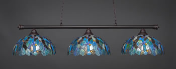 Oxford 3 Light Bar Shown In Dark Granite Finish With 16" Blue Mosaic Art Glass