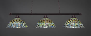 Oxford 3 Light Bar Shown In Dark Granite Finish With 16" Crescent Art Glass