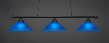 Oxford 3 Light Bar Shown In Matte Black Finish With 16" Blue Italian Glass