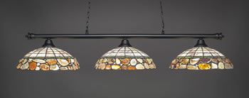 Oxford 3 Light Bar Shown In Matte Black Finish With 16” Cobblestone Art Glass