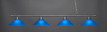 Oxford 4 Light Bar Shown In Brushed Nickel Finish With 16" Blue Italian Glass