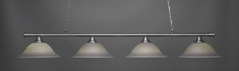 Oxford 4 Light Bar Shown In Brushed Nickel Finish With 16" Gray Linen Glass