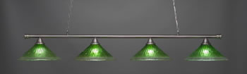 Oxford 4 Light Bar Shown In Brushed Nickel Finish With 16" Kiwi Green Crystal Glass