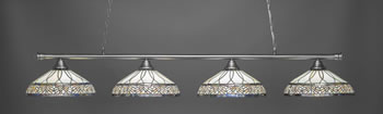 Oxford 4 Light Bar Shown In Brushed Nickel Finish With 16" Royal Merlot Art Glass