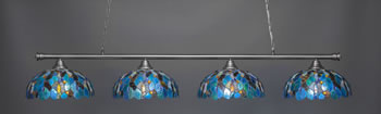 Oxford 4 Light Bar Shown In Brushed Nickel Finish With 16" Blue Mosaic Art Glass