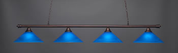 Oxford 4 Light Bar Shown In Bronze Finish With 16" Blue Italian Glass