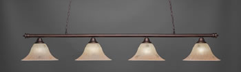 Oxford 4 Light Bar Shown In Bronze Finish With 14" Italian Marble Glass