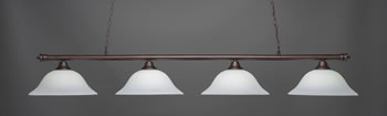 Oxford 4 Light Bar Shown In Bronze Finish With 16" White Linen Glass