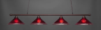 Oxford 4 Light Bar Shown In Bronze Finish With 16" Raspberry Crystal Glass
