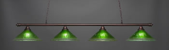 Oxford 4 Light Bar Shown In Bronze Finish With 16" Kiwi Green Crystal Glass