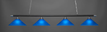Oxford 4 Light Bar Shown In Chrome And Matte Black Finish With 16" Blue Italian Glass