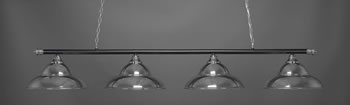 Oxford 4 Light Bar Shown In Chrome And Matte Black Finish With 16" Chrome Double Bubble Metal Shades"