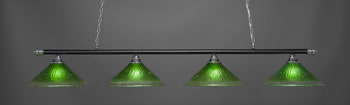 Oxford 4 Light Bar Shown In Chrome And Matte Black Finish With 16" Kiwi Green Crystal Glass