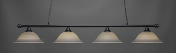 Oxford 4 Light Bar Shown In Matte Black Finish With 16" Gray Linen Glass