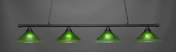 Oxford 4 Light Bar Shown In Matte Black Finish With 16" Kiwi Green Crystal Glass