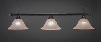 Square 3 Light Bar Shown In Black Copper Finish With 14" Italian Marble Glass