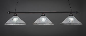 Square 3 Light Bar Shown In Black Copper Finish With 16" Frosted Crystal Glass