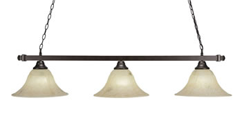 Square 3 Light Bar Shown In Bronze Finish With 14" Italian Marble Glass