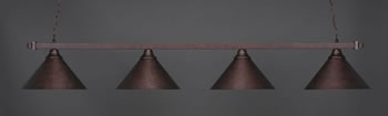 Square 4 Light Bar Shown In Bronze Finish With 14" Bronze Cone Metal Shades
