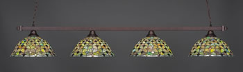 Square 4 Light Bar Shown In Bronze Finish With 16" Crescent Art Glass