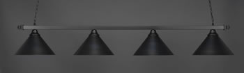 Square 4 Light Bar Shown In Matte Black Finish With 14" Matte Black Cone Metal Shades