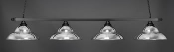 Square 4 Light Bar Shown In Matte Black Finish With 16" Matte Black Double Bubble Metal Shades