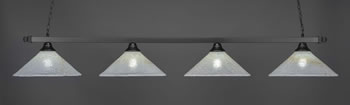 Square 4 Light Bar Shown In Matte Black Finish With 16" Gold Ice Glass