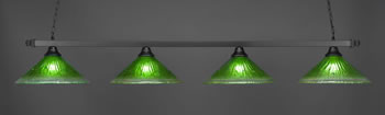 Square 4 Light Bar Shown In Matte Black Finish With 16" Kiwi Green Crystal Glass