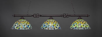 Eleganté 3 Light Bar Shown In Dark Granite Finish With 16" Crescent Art Glass